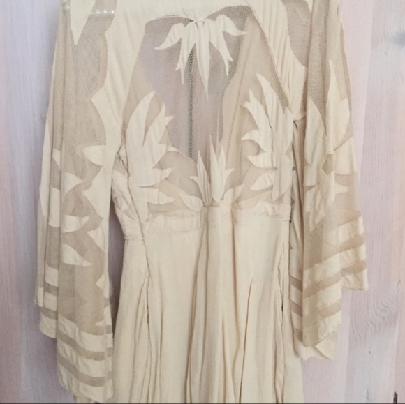 Free People Blue Mahoe plunging Dress In Cream - Picture 2 of 5